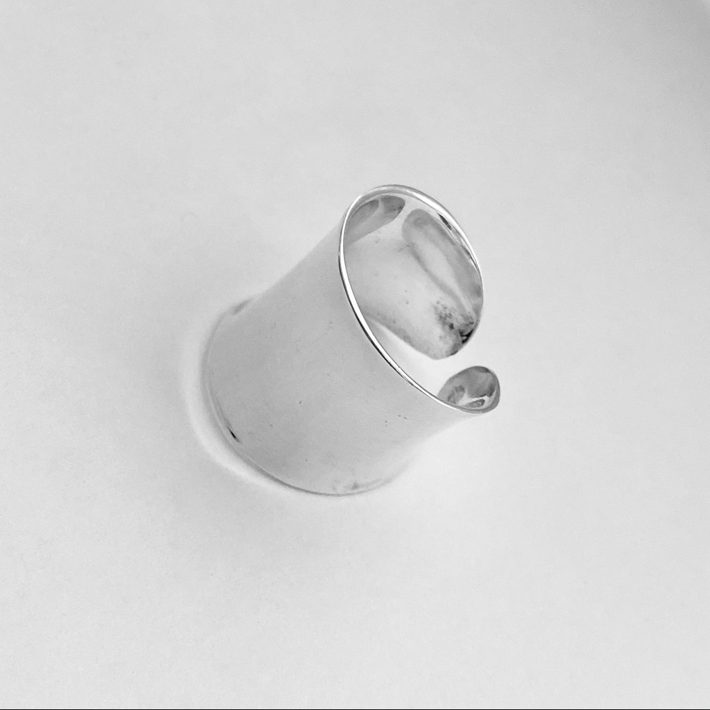 Sterling Silver Statement Cancave Cuff Ring, Boho… - image 7